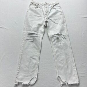 Free People Women's Tapered Baggy‎ Boyfriend Jeans Chalk White Size 27(29x28)